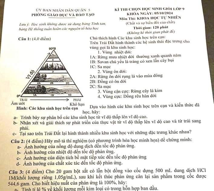  Có ý kiến băn khoăn về đề thi HSG lớp 9 môn KHTN, Phòng Giáo dục Quận 5 lý giải 